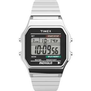 Timex 남성용 클래식 디지털 확장 밴드 손목시계 실버톤 스테인리스 스틸 T78587 188919