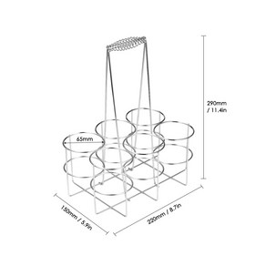 파파모미 휴대용 병 맥주 캐리어 와인 랙 음료 홀더 철제 6구 양념병 캠핑 피크닉 이동 보관, S 은색 직경 65cm, 1개