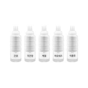 와사다 잘라쓰는 3구 소스통 5개 + 라벨 21종 세트, 1세트, 300ml