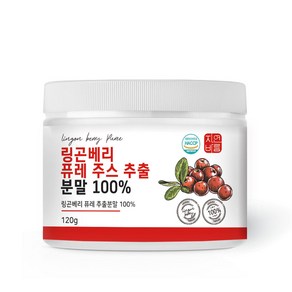 자연바름 링곤베리 퓨레 주스 분말 가루 100% 첨가물 없는 순수 링곤베리 750% 고농축, 1개, 120g