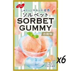 노벨 소르베 백도 복숭아 구미 젤리 6봉 x 50g, 6개