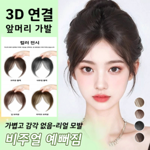 3d 피니쉬 앞머리 가발 입체커버 앞머리 가발, 다크 브라운×1개, 1개