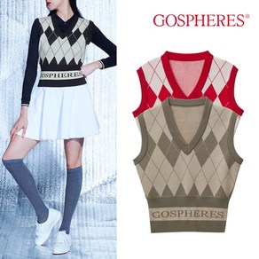 고스피어 WOMAN ARGYLE KNIT CROP VEST_PW2WVS42