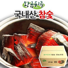 [황금뒤주] 국산 흑탄 숯 바베큐숯 구이용 참숯 캠핑숯, 10kg, 1개