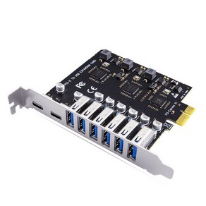 USB 3.2 및 유형 C PCI-E 확장 카드 PCIE-USB 컨트롤러 6포트 + 2포트 USB-C 3.2 PCI-E 카드 어댑터, 검은색