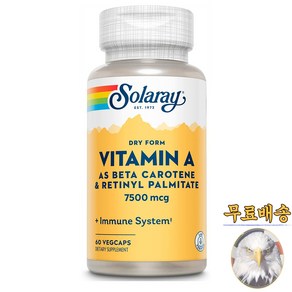 미국산 솔라레이 비타민A 베타카로틴 7500mcg 60베지캡슐 Solaay Vitamin A Beta Caotene 선물증정, 1개, 60정