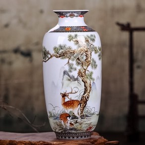 화병 Jingdezhen 꽃병 빈티지 스타일 동물 도자기 미세 매끄러운 표면 홈 가구 기사, [01] A, 1개