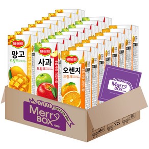 [메리박스]과즙팩음료세트 3종 30팩 롯데칠성 델몬트드링크(오렌지x10+망고x10+사과x10)+메세지카드, 1세트, 190ml