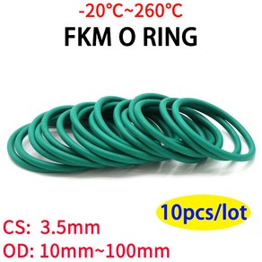 고무링 실리콘 고무오링 패킹 CS3.5mm OD 10 100mm 녹색 FKM 불소 고무 O 링 씰링 개스킷 절연 오일 고온 저항 개, [14] OD 23mm ID 16mm, [01] Geen, [01] CS 3.5mm, 1개