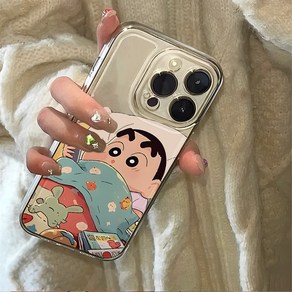 [16기종추가] 아이폰 짱구케이스 흰둥이 테두리 포인트 카드포 켓 투명케이스 커플케이스 우정케이스