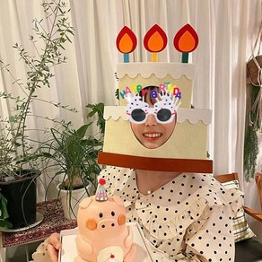 파티앤온 생일 케이크 가면 머리띠 파티 소품, 생일케이크