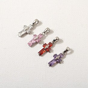 비즈아이 [7386-01]종교펜던트 큐빅 라틴십자가+고리 8x16mm 1개