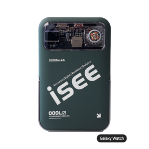 isee 아이시3in1대용량 쿨링 맥세이프 터보 냉각팬 거치대 무선고속충전 리튬 폴리머 보조배터리 10000mAh, 딥그린(갤럭시워치 전용)
