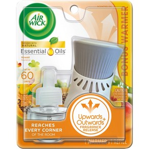 Ai Wick Plug in Scented Oil State Kit (Wame + 에어윅 플러그인 향유 스타터 키트(워머 + 1 리필) 하와이 에어 프레시너 에센셜, 1개, 0.53ml, 1개, Hawaii Ai Wick Pl