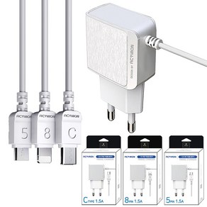 저전압 저속 마이크로 5핀 일체형 충전기 5pin 1.5A 5V 저전력 구형 휴대폰 충전 케이블 1.2m KC 인증, C타입(7503921), 1개