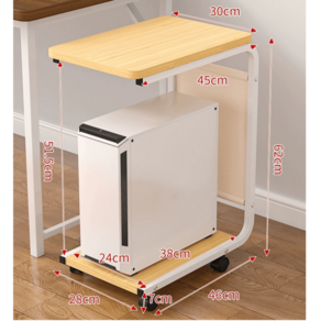 컴퓨터본체 받침대 컴퓨터 선반 본체 수납장 프린터, 원목 휠 수납홀더 증정, 1개