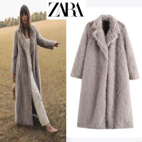 자라 겨울 여성 따뜻하고 부드러운 플러시 롱 모피 코트 프리미엄 zara