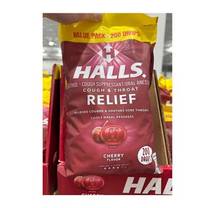 Halls 호올스 무설탕 기침캔디 사탕 체리맛 200알