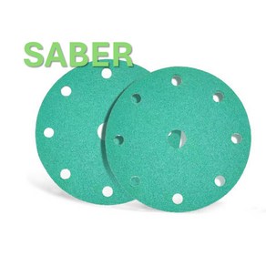 SABER 6인치(150mm) 9홀 지르코니아 필름 원형사포 (1BOX 100장), #150, 100개