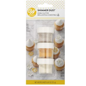 Wilton Edible Glitte Shimme Dust Set of 3 윌튼 식용 글리터 쉬머 더스트 3개 세트, 1개, 136.08g