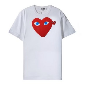 [국내매장판] 꼼데가르송 COMME DES GARCONS 남성 하트 반팔 티셔츠 화이트 P1T086