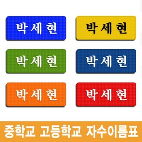 중학생 고등학생 학교 교복 명찰 6장 체육복 생활복 자수 명찰 이름표, 녹색바탕-백색글씨