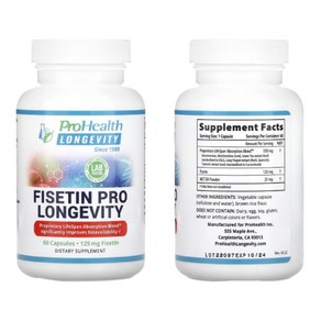 피세틴 프로헬스 롱제비티 Fisetin 125mg 60정 PoHealth Longevity/해외직구 미국정품, 1개