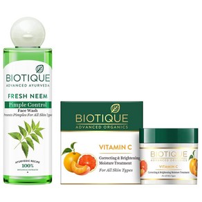 바이오티크 Biotique 비타민 C 코렉팅 앤 브라이트닝 모든 피부용 기름지지 않는 페이스크림 50g 더젊어 보이고 영양이 풍부하고 밝은 피부, 1개