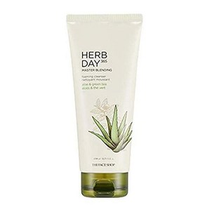 The Face Shop Heb Day 365 마스터 블렌딩 클렌징 폼 알로에 & 녹차 페이스 클렌저 - 보습 수딩 워시 한국 스킨 케어 페이셜 모든 피부 타입에 적합, 1개