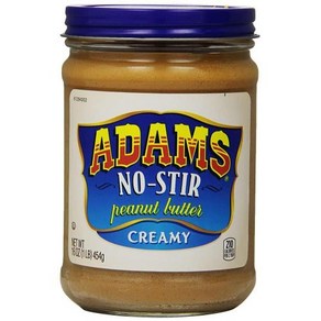 Adams No Sti 크리미 땅콩 버터 473.2ml(16온스), 454g, 1개, 없음