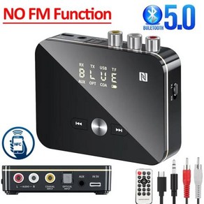 NFC Bluetooth 수신기 송신기 BT5.0 FM 스테레오 AUX 3.5mm 잭 RCA 광 무선 핸즈프리 통화 Bluetooth 오디오 어댑터 TV, 러시아, 블루투스 v5.0, 없음