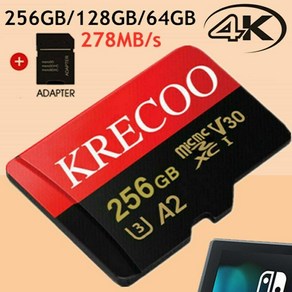 KRECOO 256GB 128GB 64GB 4GB 마이크로 메모리 SD 카드 a1 고속 4k c10 고속 플래시 메모리 TF 카드(어댑터 포함), 4, 1개