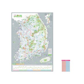 나우맵 2024 최신 대형 국내명산지도 전국 100대 명산 등산 트래킹 핀스티커 증정 59.4cmX84.1cm