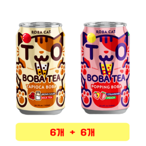 보바티 흑당밀크 + 버블티 복숭아 & 딸기, 6세트, 315ml