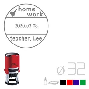 [파고앤랩스] 정품 자동 칭찬 스탬프 도장 날짜 회전 변경 주문 제작 만들기 교사 선생님 학교 유치원 캐릭터 엄마 숙제 검사 참잘했어요 원형 디자인 로고 잉크 스템프, 초록
