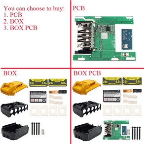 케이스 디월트 18V 20V 박스 10*18650 충전 리튬 플라스틱 이온 DCB200 보호 회로 하우징 기판 배터리, [01] BOX, 1개