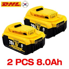 용 리튬 교체 배터리 DCB200 20V 8000mAh 18V DCB184 DCB200 DCB182 DCB180 DCB181 DCB182 DCB201 DCB206, 1개