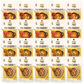 CJ제일제당 다담 양념 4종세트(순두부찌개 x5개+부대찌개 x5개+된장찌개 x5개+강된장 x5개)