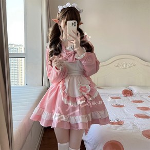 핑크 로리타 원피스 드레스 쉬폰 일본풍 할로윈 코스프레 LOLITA 데일리