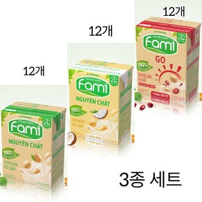 FAMI VINASOY 베트남 파미 두유/3종 세트 (전통맛/코코넛맛/팥맛), 1박스, 200ml, 1박스, 200ml