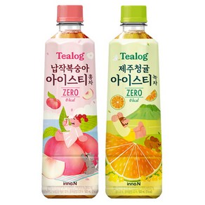 [이노엔] 티로그 아이스티500ml) 납작복숭아 10개 + 제주청귤 10개 / 제로음료 제로칼로리, 상세 설명 참조, 500ml, 1개