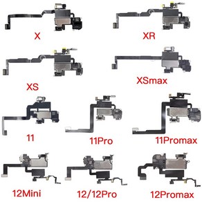 이어 스피커 플렉스 케이블 교체 X XR XS 11 12 미니 프로 맥스 상단 라우드 스피커 마이크 포함, 4.Fo iPhone X, 1개