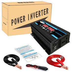 차량용 전원 인버터 LED 디스플레이 4000W 12V 220V 110V 컨버터 충전기 어댑터 다중 보호 듀얼 USB 전압 변압기, Black, 1개