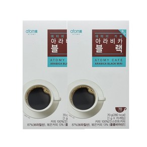 애터미 블랙커피 아라비카 블랙 미니 70T X 2개 + 휴대용물티슈 증정, 70개입, 1g