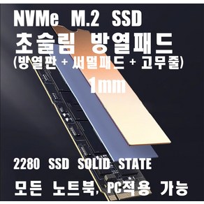 노트북 방열판 초슬림 세트 1mm NVMe M.2 SSD 2280 히트탱크 구리패드 방열패드, 1개