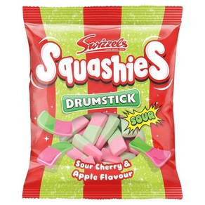 Swizzels Dumstick Squashies Sou 스위즐 드럼스틱 스쿼시 사워 체리 & 애플 140g 4개