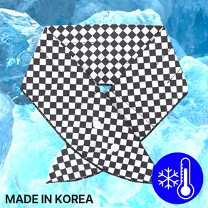 [국내 생산] 브론티 아이스 넥쿨러 급속냉각 쿨스카프, 쿨 체크 블랙, 1개