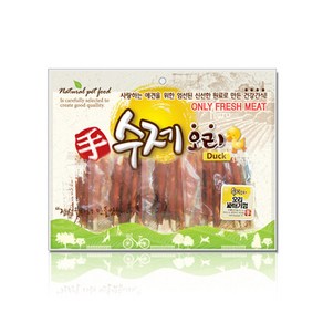 강아지 전용 수제오리 (오리꽈배기껌) 300g 강아지육포 강아지 수제간식, 1개