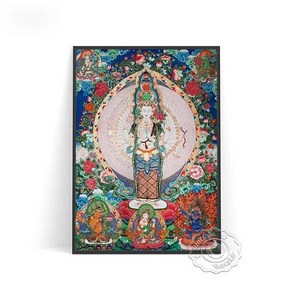 신중탱화 티베트 Thangka 그림 터 부처님 초상화 벽 아발로키테슈바라 아트 프린트 불교 사원 배경, [01] 신중탱화 13x18cm No Fame, [01] A, 1개