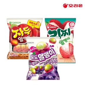 오리온 마이구미 포도알맹이 자두알맹이 리찌알맹이 간식 젤리 36g X 6개입 1봉지씩 총 3봉지